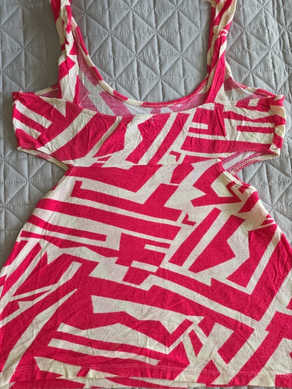 Charlotte Russe Pink and White Geometric Cutout Tank Tunic